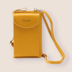 Sac à bandoulière jaune en cuir, design moderne, avec rabat et sangle ajustable. Accessoire mode tendance pour femmes, idéal pour sorties urbaines.