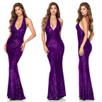 Robe longue col V licou dos nu - Chic&Shines