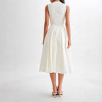 Robe midi élégante color-block blanc