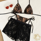 Mauve — Ensemble trois pièces en dentelle noir