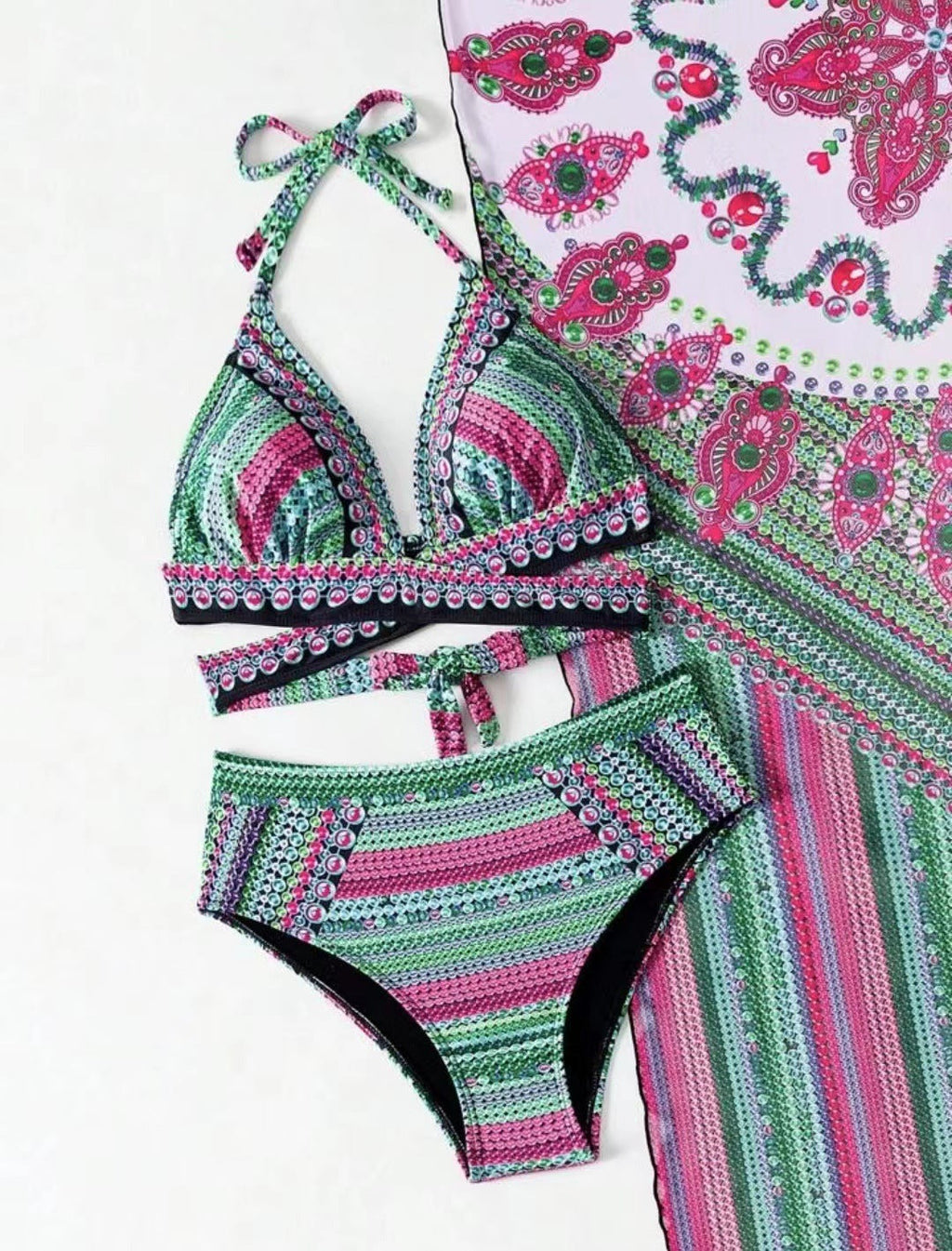 Maillot de bain 2 pièces rétro bretelles croisées - Chic&Shines