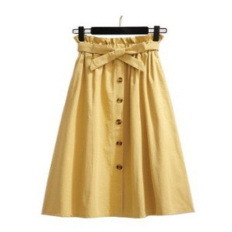 Jupe courte taille haute boutonnée avec ceinture - Chic&Shines