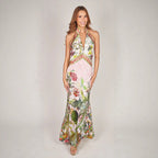 Robe Imprimée Fleuri col Halter — Longueur Maxi
