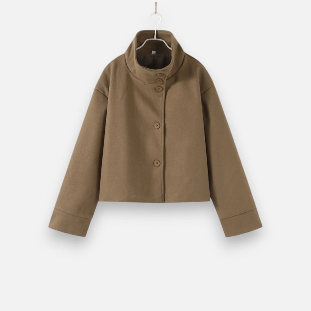 Manteau Court Femme Col Haut Chic
