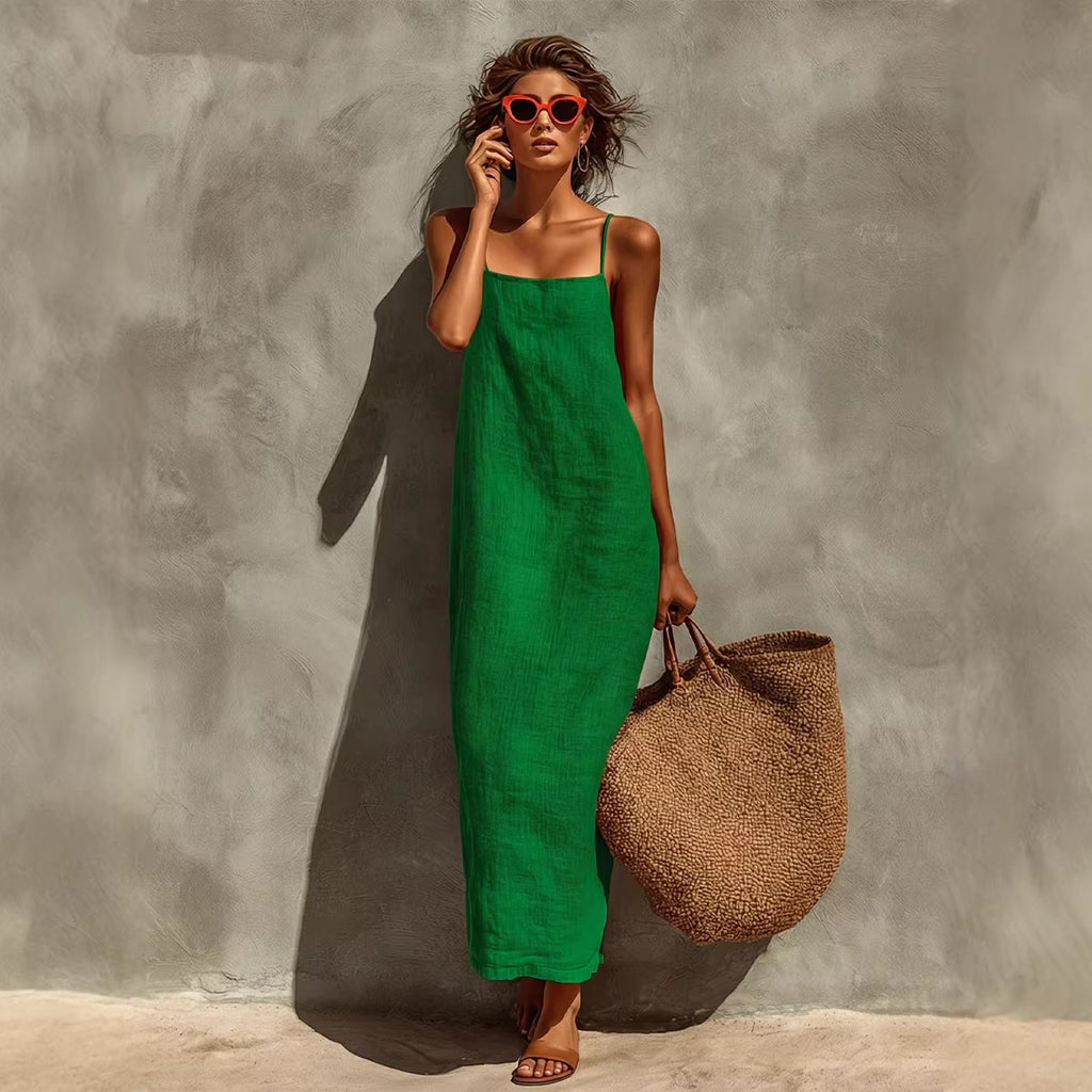 Sleeveless Square-Neck A-Line Dress