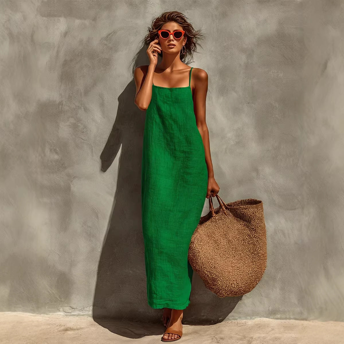 Sleeveless Square-Neck A-Line Dress