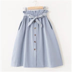 Jupe courte taille haute boutonnée avec ceinture - Chic&Shines