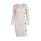 Jupe mi-longue manches longues fendue en maille