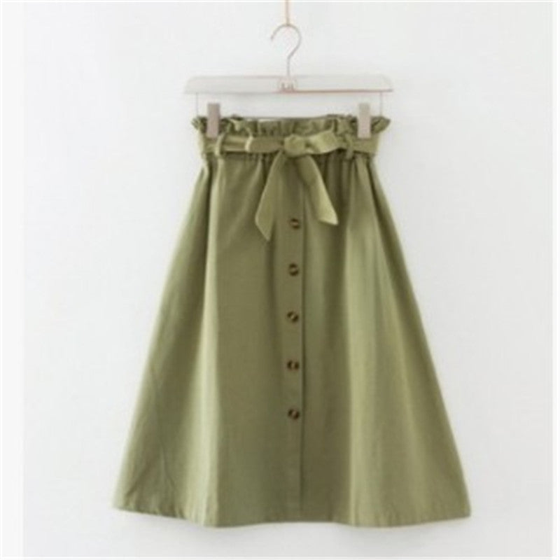Jupe courte taille haute boutonnée avec ceinture - Chic&Shines