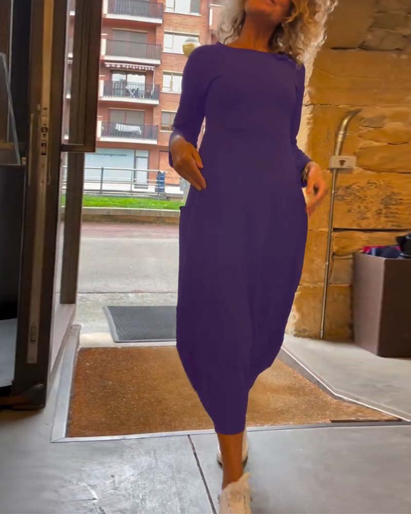 Alessandra | Robe Midi Col Ronde Automne
