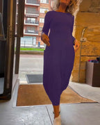 Alessandra | Robe Midi Col Ronde Automne