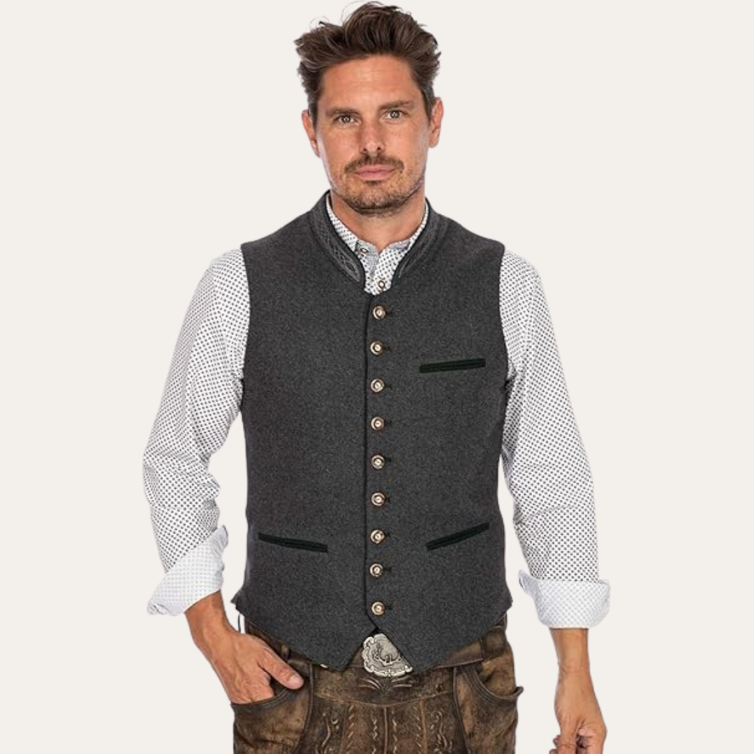 Gilet traditionnel pour hommes, mélange de laine, design traditionnel