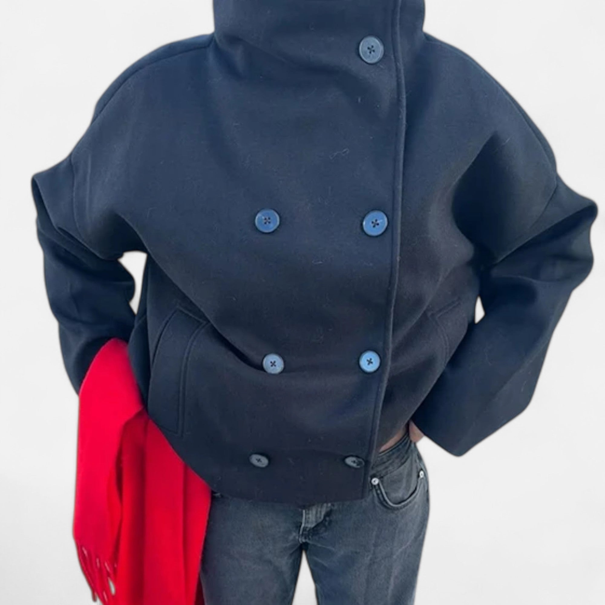 Manteau Court Femme Col Haut Chic