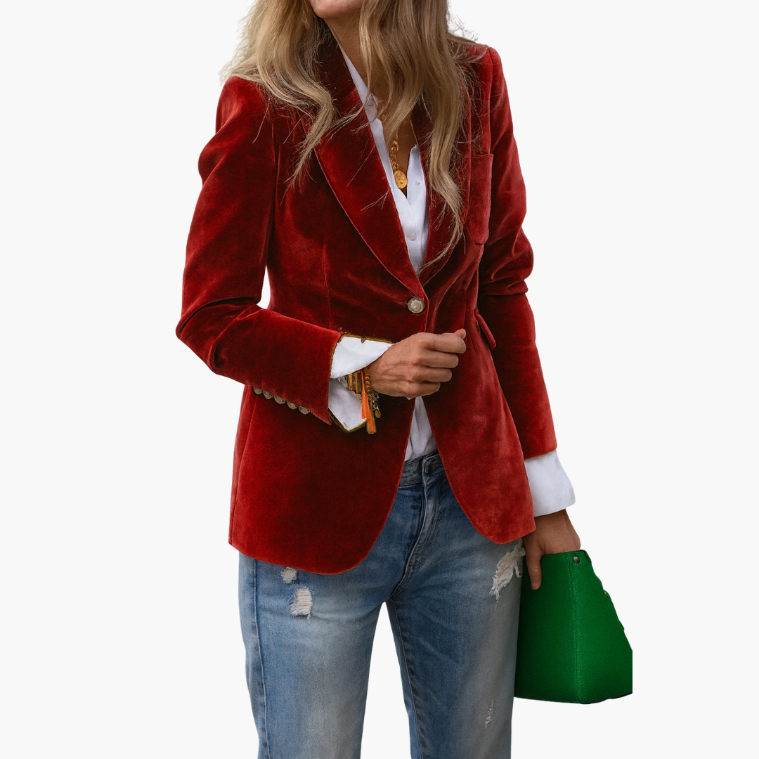 Veste en velours à simple boutonnage pour femme
