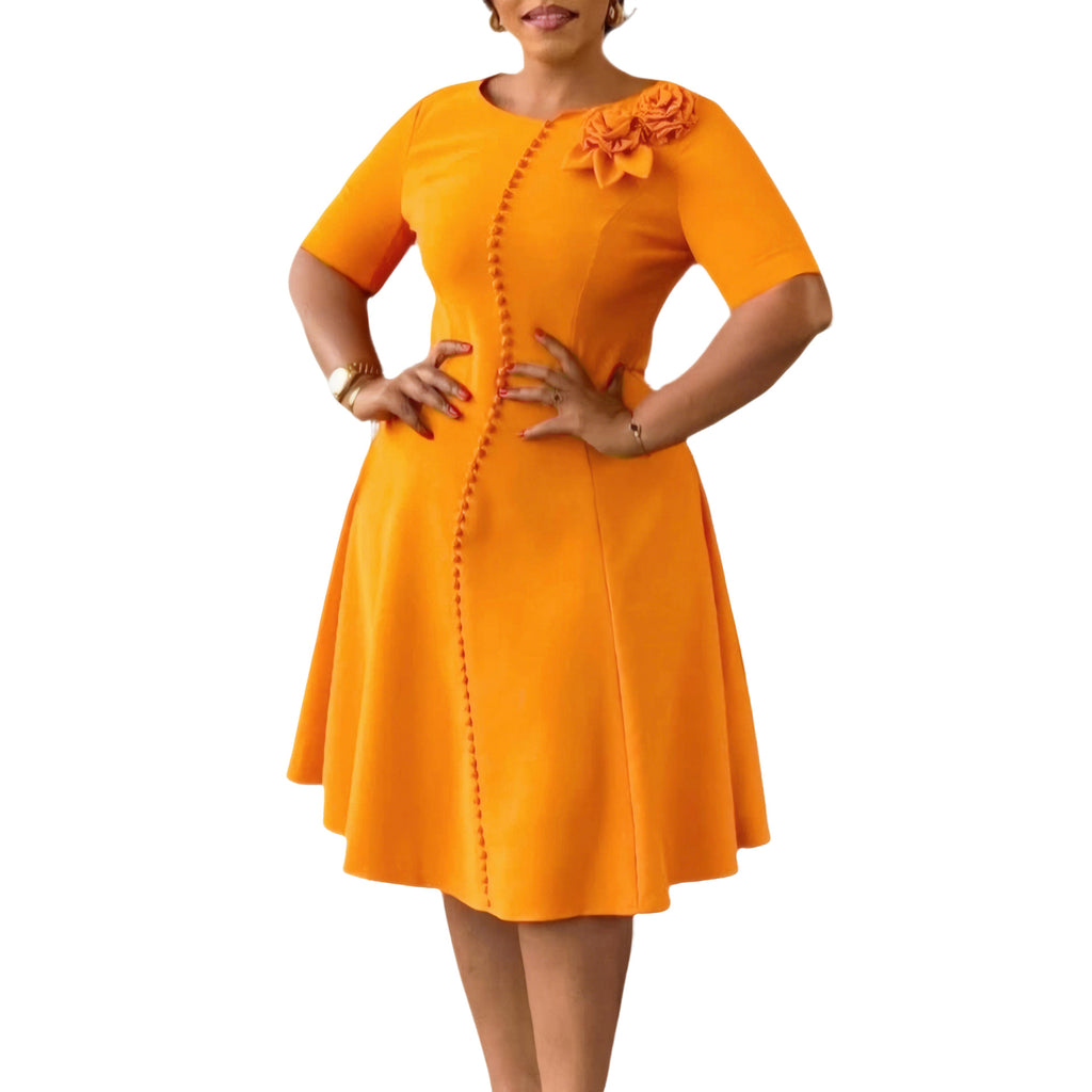 Robe midi col rond élégante - Design épuré et intemporel