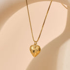 Collier pendentif cœur damier en acier inoxydable