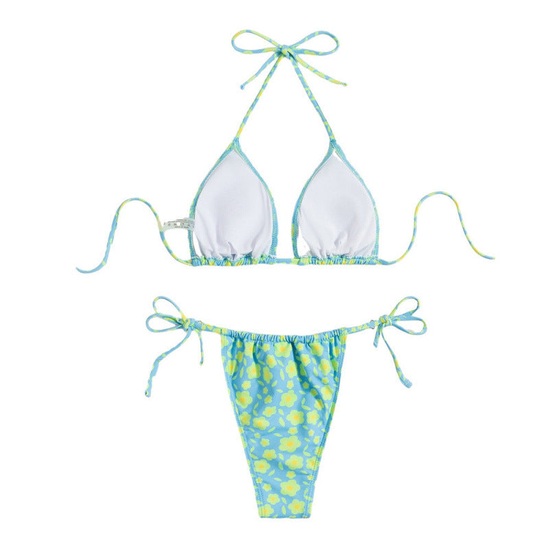 Ilona — Floral two-piece lace-up bikini