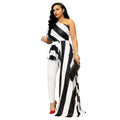 Robe chemise rayée à épaules obliques tendance - Chic&Shines