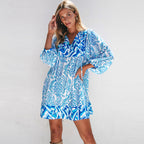 Robe courte imprimée multi-poches décontractée