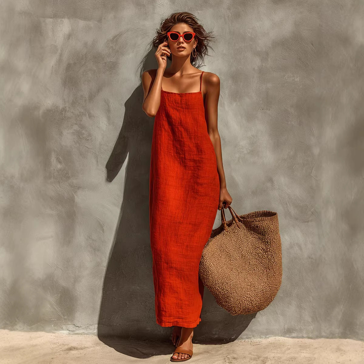 Sleeveless Square-Neck A-Line Dress