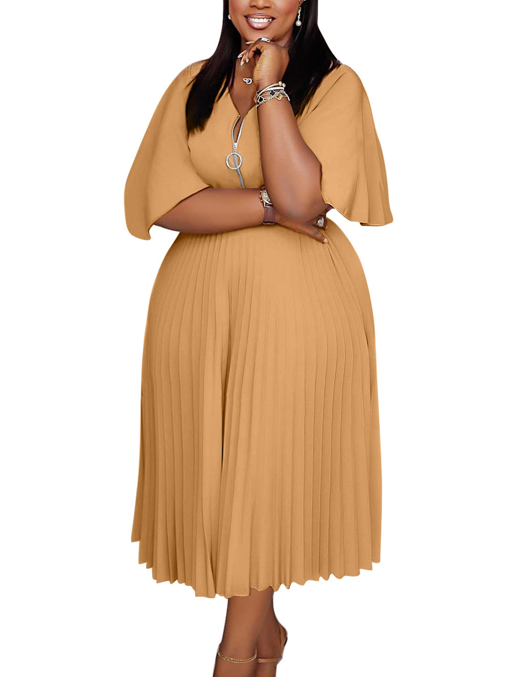 Robe Midi Plissée Grande Taille — Élégance Streetwear