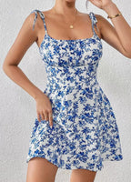 Floral print summer dress, elegant A-line cut