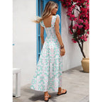 High-Waisted Floral Print Dress — Soft Elegance