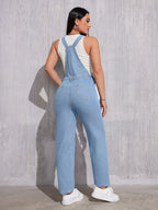 KRISTINE | Salopette en denim bleu clair à coupe régulière