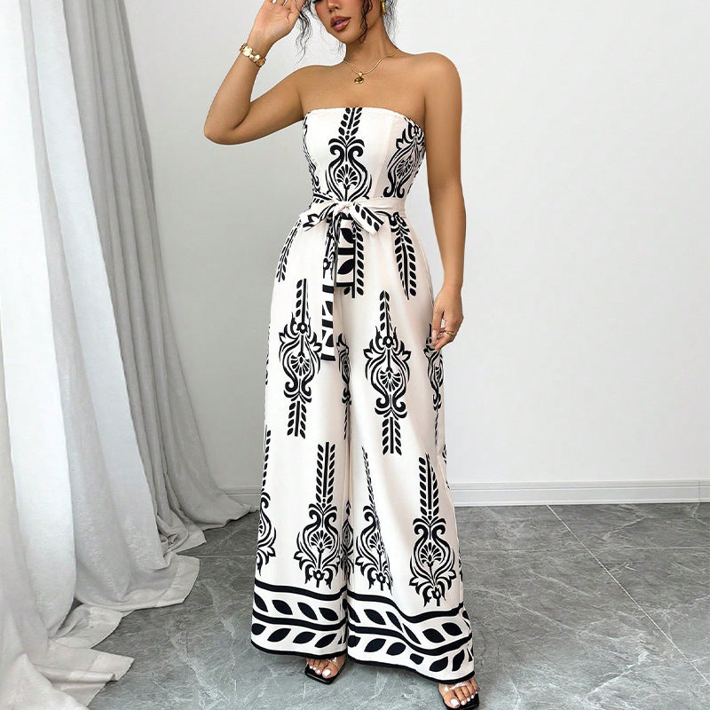 Combinaison pantalon bustier imprimée