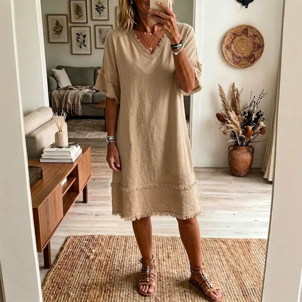 Robe fluide encolure V — Élégance casual intemporelle