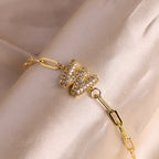 Bracelet clip en zircone pendentif lettre - Chic&Shines