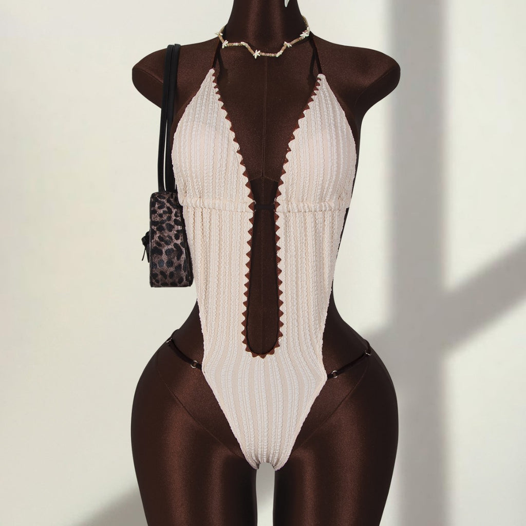 Brigitte — Maillot une pièce col halter crème