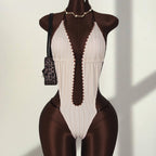 Brigitte — Maillot une pièce col halter crème