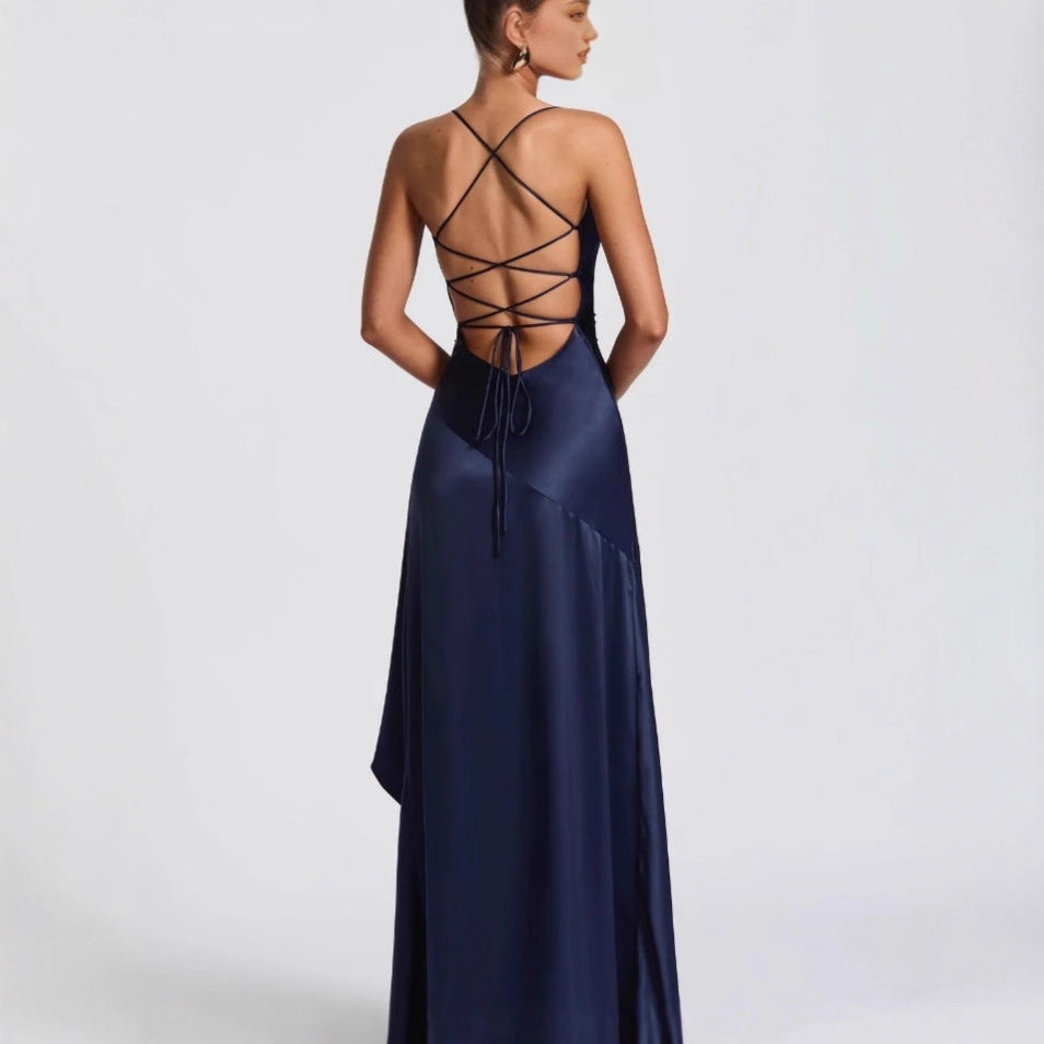 Yellow or blue slit maxi dress — Asymmetrical elegance