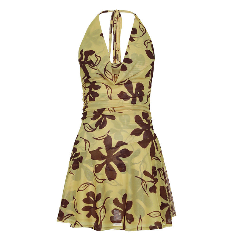 Robe Trapèze Abstraction Jaune Pastel