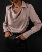 Chemise à manches longues et col irrégulier - Chic&Shines