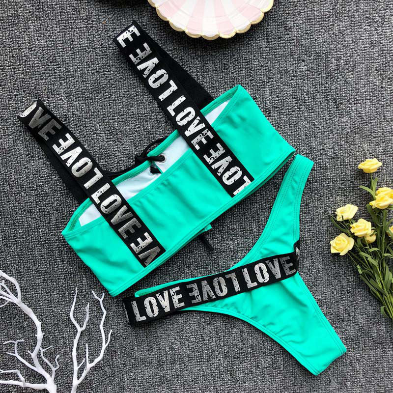 Maillot De Bain 2 pièces bikini à lacet LOVE