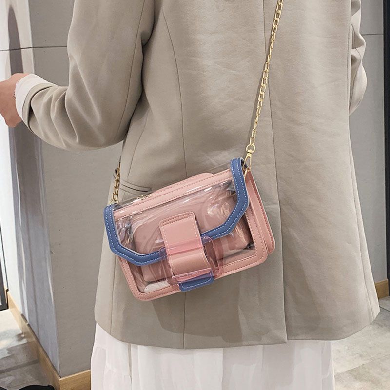 Sac Transparent Contraste Design Métal Chaîne Sangle