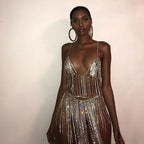 Ensemble chaine de corps en métal strass