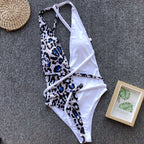Maillot de bain une pièce licou imprimé léopard