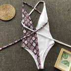 Maillot de bain une pièce licou imprimé léopard