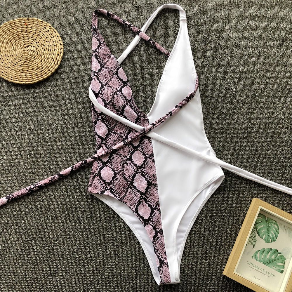 Maillot de bain une pièce licou imprimé léopard