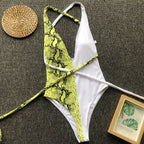 Maillot de bain une pièce licou imprimé léopard