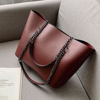 Sac cabas rétro grande capacité poignée à chaîne - Chic&Shines