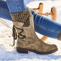 Bottes de neige imperméables pour femmes - Bottes d'hiver mi-hautes avec semelle antidérapante