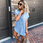 Robe Chemise Courte Décontractée À Simple Boutonnage - Chic&Shines