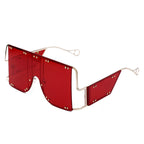 Lunettes de soleil à grande monture en métal