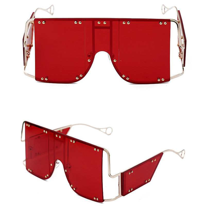 Lunettes de soleil à grande monture en métal