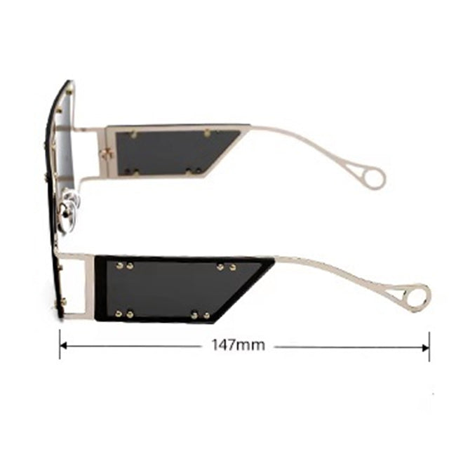 Lunettes de soleil à grande monture en métal