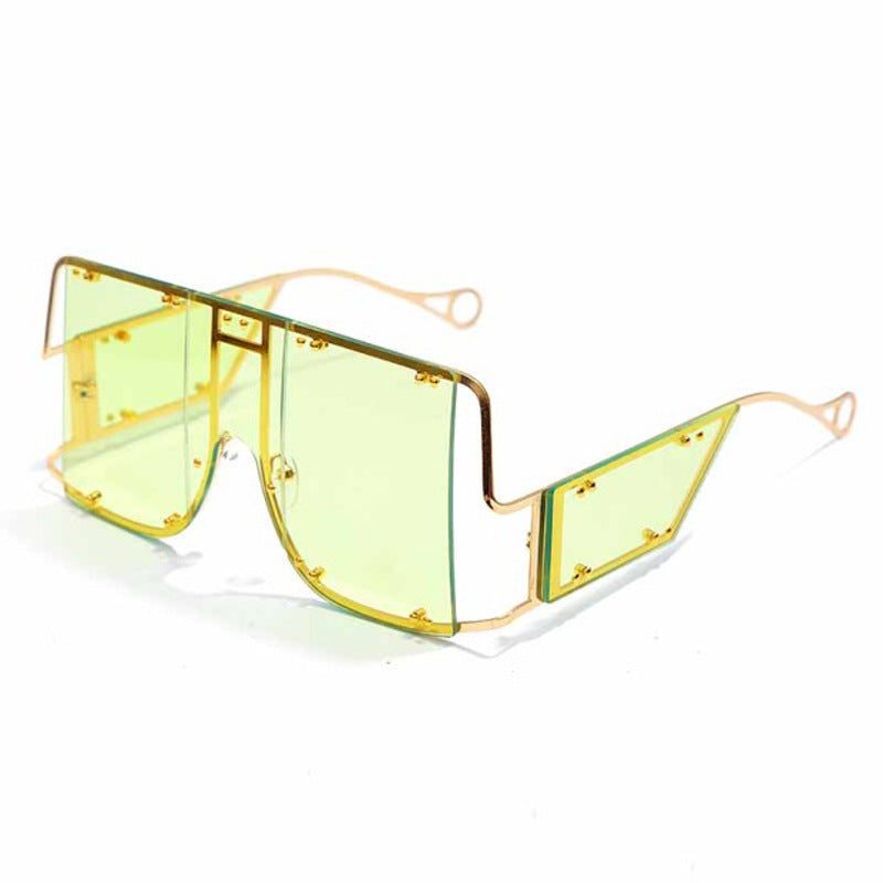 Lunettes de soleil à grande monture en métal